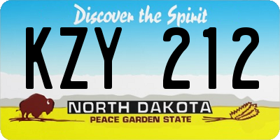 ND license plate KZY212