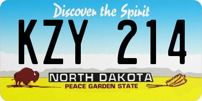 ND license plate KZY214