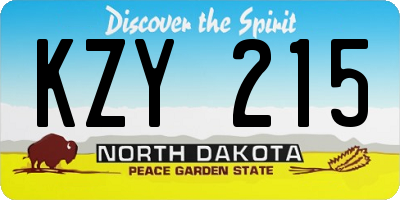 ND license plate KZY215