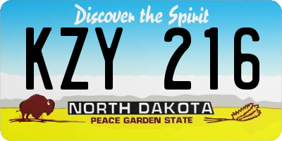 ND license plate KZY216