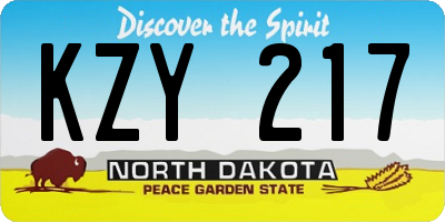 ND license plate KZY217