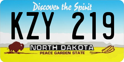 ND license plate KZY219