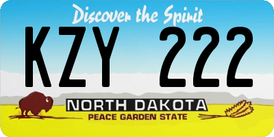 ND license plate KZY222