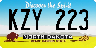 ND license plate KZY223