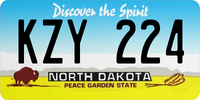 ND license plate KZY224