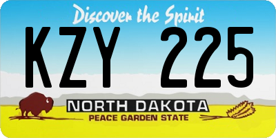 ND license plate KZY225