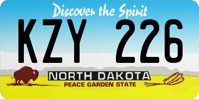 ND license plate KZY226