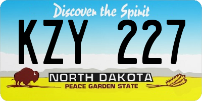 ND license plate KZY227