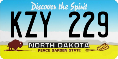 ND license plate KZY229