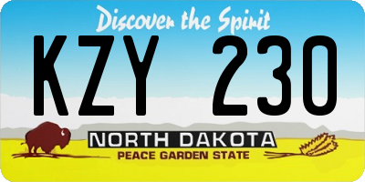 ND license plate KZY230