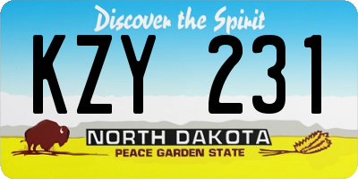 ND license plate KZY231