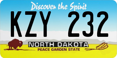 ND license plate KZY232