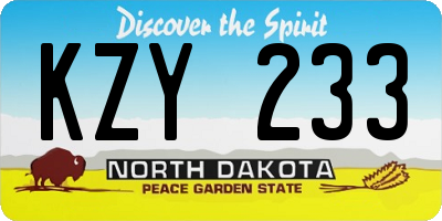 ND license plate KZY233