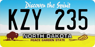 ND license plate KZY235