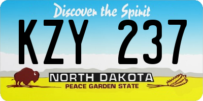 ND license plate KZY237