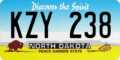 ND license plate KZY238