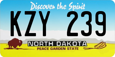 ND license plate KZY239