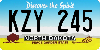ND license plate KZY245