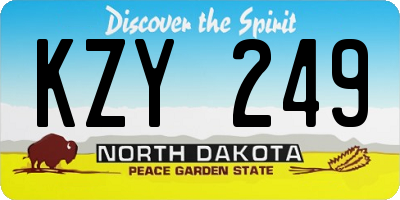 ND license plate KZY249