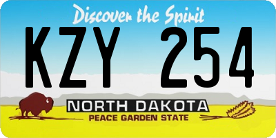 ND license plate KZY254