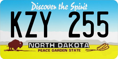 ND license plate KZY255