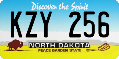 ND license plate KZY256