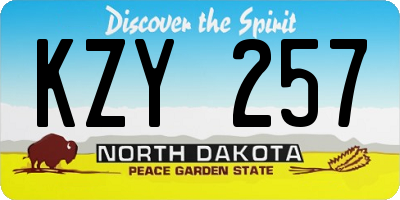 ND license plate KZY257