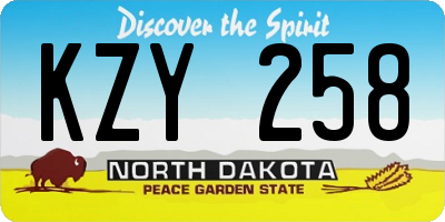 ND license plate KZY258