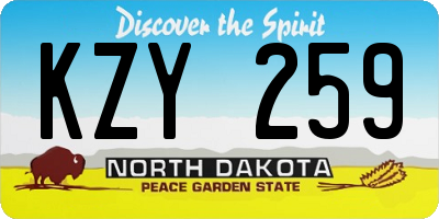 ND license plate KZY259