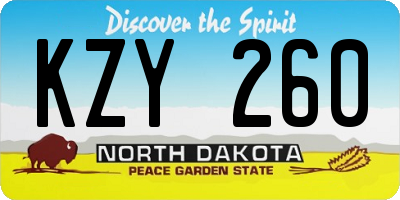 ND license plate KZY260