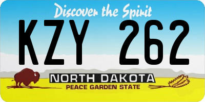 ND license plate KZY262