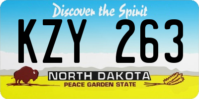 ND license plate KZY263