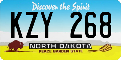 ND license plate KZY268