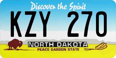 ND license plate KZY270