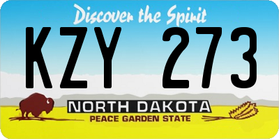 ND license plate KZY273