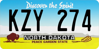 ND license plate KZY274