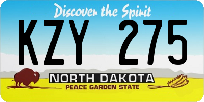 ND license plate KZY275