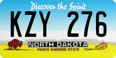 ND license plate KZY276