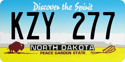ND license plate KZY277