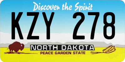 ND license plate KZY278