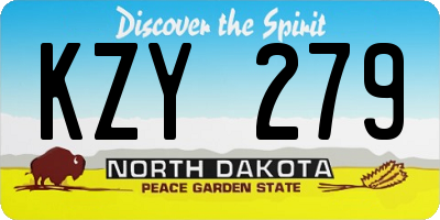 ND license plate KZY279