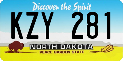 ND license plate KZY281