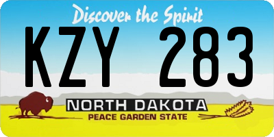 ND license plate KZY283