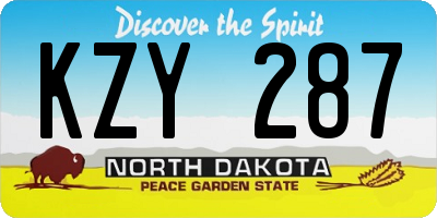 ND license plate KZY287