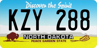 ND license plate KZY288