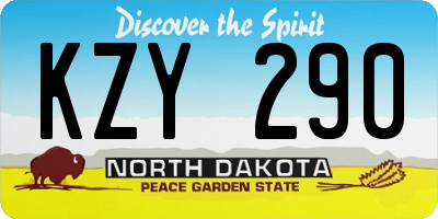 ND license plate KZY290