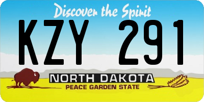 ND license plate KZY291