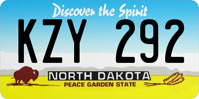 ND license plate KZY292