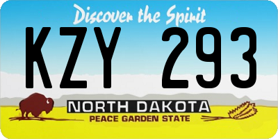 ND license plate KZY293