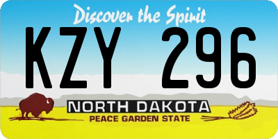 ND license plate KZY296